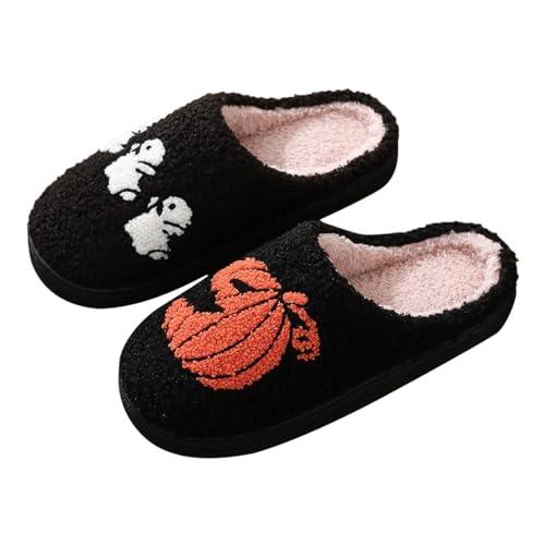 FGUUTYM Filzhausschuhe Für Damen Herren Halloween Winter Plüsch Hausschuhe Ultraweiche Memory Foam Pantoffeln Warme Bequeme Flauschige Filzpantoffeln Anti Rutsch Unisex Slippers Hausschlappen von FGUUTYM