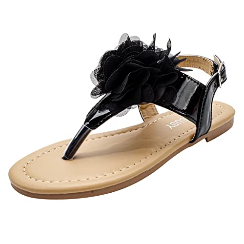 FGUUTYM Flachboden Pin Toe Sandalen Strandschuhe Pin Toe Mädchen Sandalen für die Oberbekleidung Barfußschuhe Baby (Black, 27 Toddler) von FGUUTYM
