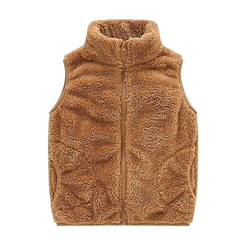 FGUUTYM Fleeceweste Kinder Mädchen, Winterweste Kinderweste Plüsch Winter Warm Steppweste Fellweste Kälteschutz Kinderjacke Übergangsjacke Ärmellose Wintermantel Baumwolle Plüschjacke von FGUUTYM