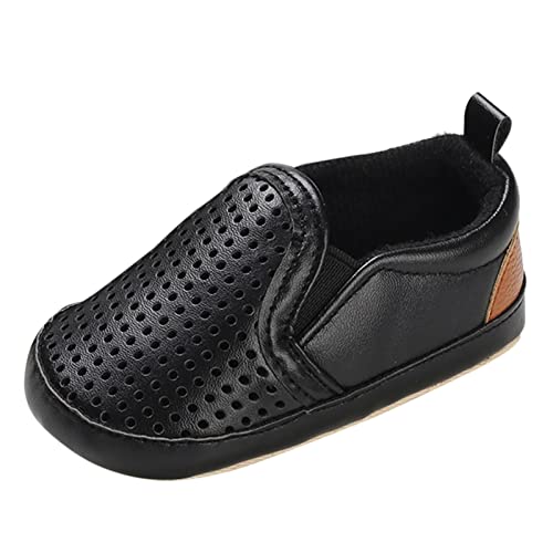 FGUUTYM Frühling und Kleinkind Schuhe und Mädchen Sportschuhe flacher leicht Slip-on hohl atmungsaktiv bequem einfarbig Erste Laufschuhe Baby Junge (Black, 19 Infant) von FGUUTYM