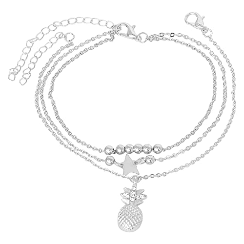 FGUUTYM -Fußkettchen-Legierung Beliebte doppelschichtige kreative Stern-Fußkettchen Passende Ringe Silber (Silver, One Size) von FGUUTYM