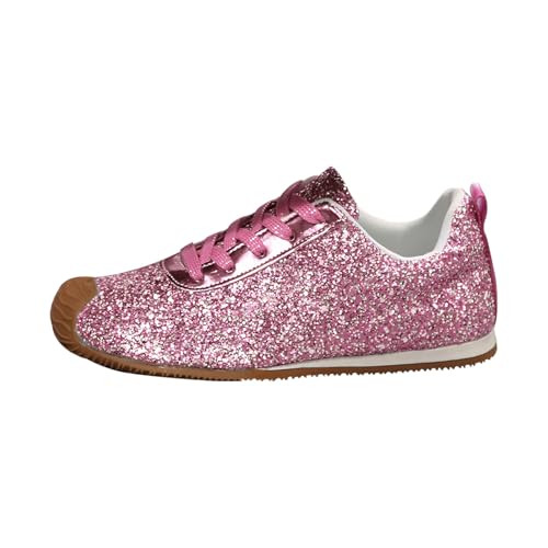 FGUUTYM Glitzer Schuhe Sneaker Für Damen, Slip On Sportschuhe Mit Schnüren Leichte Jogging Laufschuhe Freizeitschuhe Sport Training Straßenlaufschuhe Walkingschuhe Running Outdoor Tennisschuhe von FGUUTYM
