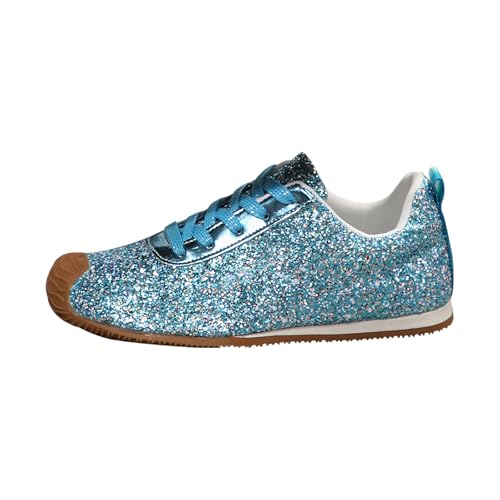 FGUUTYM Glitzer Schuhe Sneaker Für Damen, Slip On Sportschuhe Mit Schnüren Leichte Jogging Laufschuhe Freizeitschuhe Sport Training Straßenlaufschuhe Walkingschuhe Running Outdoor Tennisschuhe von FGUUTYM