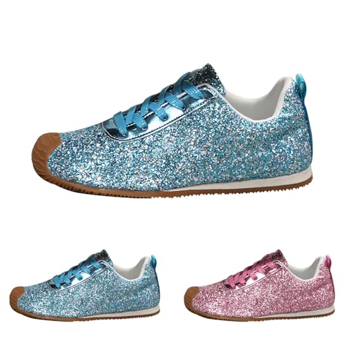 FGUUTYM Glitzer Schuhe Sneaker Sportschuhe Mit Schnüren Für Damen Leichte Jogging Laufschuhe Freizeitschuhe Slip On Sport Training Straßenlaufschuhe Walkingschuhe Running Outdoor Tennisschuhe von FGUUTYM