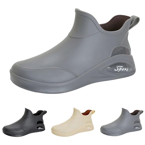 FGUUTYM Gumischtifel Herren Rain Boots Lässig Gummistiefel Kurz Gartenschuhe Halbhoch wasserdichte Regenstiefel PVC Stiefeletten Halbhohe Kurz Regenschuhe Stiefel Arbeitsschuhe Gummistiefeletten von FGUUTYM