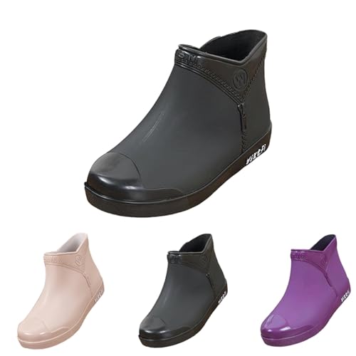 FGUUTYM Gummistiefel Damen Halbhoch, Wasserdichte Stiefel Einfarbig Regenschuhe Rutschfest Boots Abriebfest Arbeitsschuhe Bequem Gummischuhe Verschleißfest Kurzschaft Stiefel Gartenschuhe von FGUUTYM