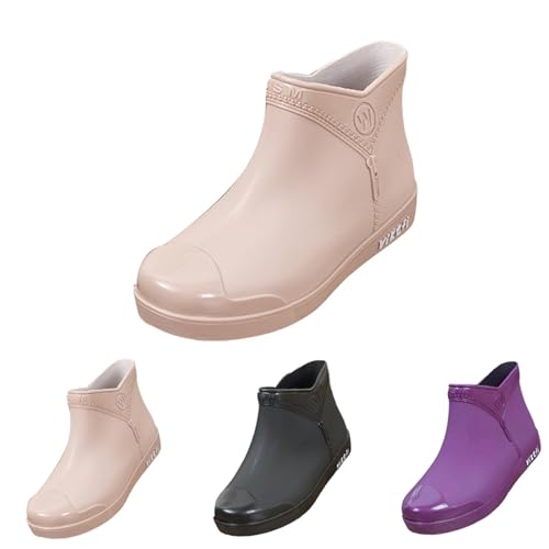 FGUUTYM Gummistiefel Damen Halbhoch, Wasserdichte Stiefel Einfarbig Regenschuhe Rutschfest Boots Abriebfest Arbeitsschuhe Bequem Gummischuhe Verschleißfest Kurzschaft Stiefel Gartenschuhe von FGUUTYM