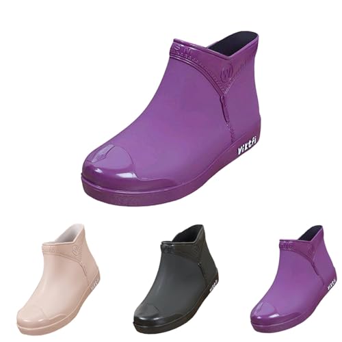 FGUUTYM Gummistiefel Damen Halbhoch, Wasserdichte Stiefel Einfarbig Regenschuhe Rutschfest Boots Abriebfest Arbeitsschuhe Bequem Gummischuhe Verschleißfest Kurzschaft Stiefel Gartenschuhe von FGUUTYM