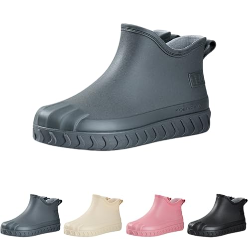 FGUUTYM Gummistiefel Damen Halbhoch Wasserdicht Regenstiefel Outdoor Leicht Rutschfest Stiefeletten Regenschuhe Gummistiefeletten Bequeme Robust Rain Boots Gartenschuhe Schlupfstiefel Garten Stiefel von FGUUTYM