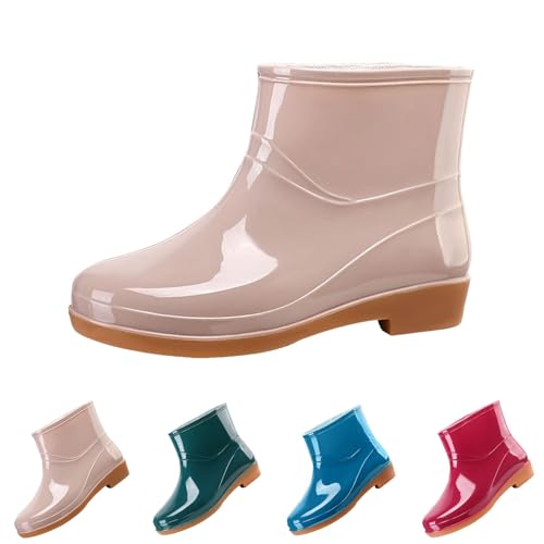 FGUUTYM Gummistiefel-Damen-Kurz, Wasserdicht Sommerstiefel Rutschfest Küche Regenschuhe Arbeitsschuhe Halbhoch Stiefel Ankle Stiefeletten Reitstiefeletten Outdoor Garten Schlamm Regenstiefel 36-41 von FGUUTYM