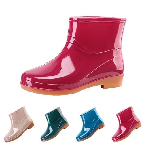 FGUUTYM Gummistiefel-Damen-Kurz, Wasserdicht Sommerstiefel Rutschfest Küche Regenschuhe Arbeitsschuhe Halbhoch Stiefel Ankle Stiefeletten Reitstiefeletten Outdoor Garten Schlamm Regenstiefel 36-41 von FGUUTYM