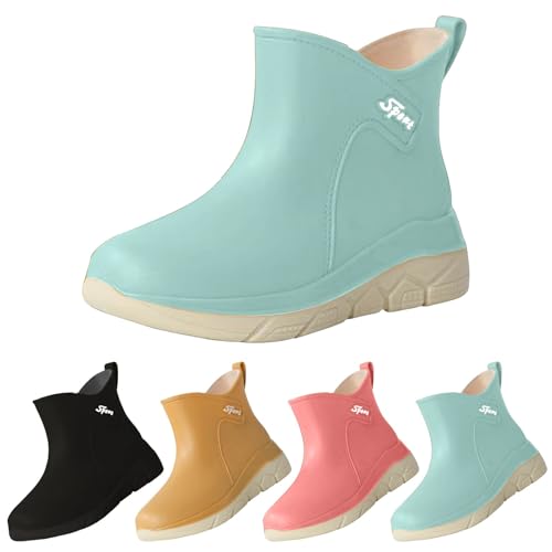 FGUUTYM Gummistiefel Damen Wasserdicht Rutschfeste Regenschuhe Bequeme Gummischuhe Stiefeletten Angelstiefel Kurz Stiefel Gartenschuhe Flach Rutschfest Arbeitsschuhe Stiefeletten von FGUUTYM