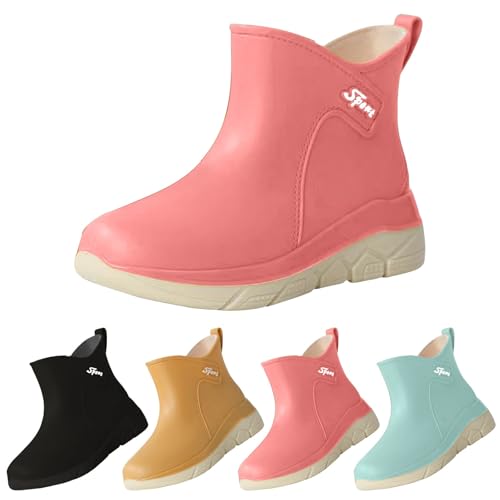 FGUUTYM Gummistiefel Damen Wasserdicht Rutschfeste Regenschuhe Bequeme Gummischuhe Stiefeletten Angelstiefel Kurz Stiefel Gartenschuhe Flach Rutschfest Arbeitsschuhe Stiefeletten von FGUUTYM