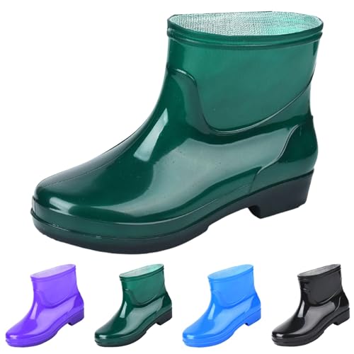 FGUUTYM Gummistiefel Damen Wasserdichte Rutschfest Kurze Stiefel Ankle Boots Halbhoch Stiefeletten Einfarbig Flach Arbeitsschuhe Gartenschuhe Regenschuhe Bootsschuhe Regenstiefel Angelstiefel von FGUUTYM