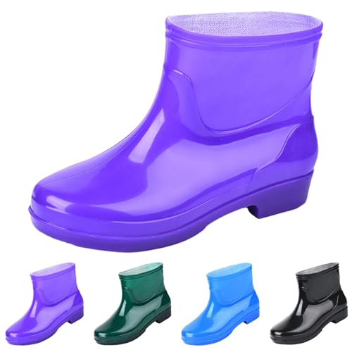 FGUUTYM Gummistiefel Damen Wasserdichte Rutschfest Kurze Stiefel Ankle Boots Halbhoch Stiefeletten Einfarbig Flach Arbeitsschuhe Gartenschuhe Regenschuhe Bootsschuhe Regenstiefel Angelstiefel von FGUUTYM