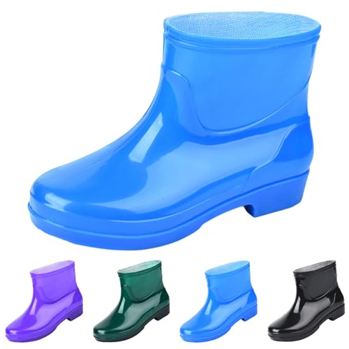 FGUUTYM Gummistiefel Damen Wasserdichte Rutschfest Kurze Stiefel Ankle Boots Halbhoch Stiefeletten Einfarbig Flach Arbeitsschuhe Gartenschuhe Regenschuhe Bootsschuhe Regenstiefel Angelstiefel von FGUUTYM