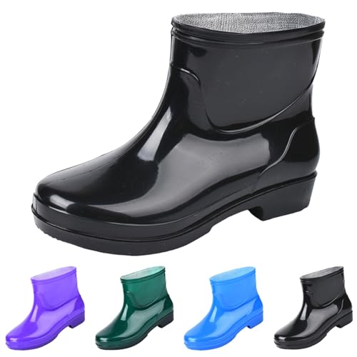 FGUUTYM Gummistiefel Damen Wasserdichte Rutschfest Kurze Stiefel Ankle Boots Halbhoch Stiefeletten Einfarbig Flach Arbeitsschuhe Gartenschuhe Regenschuhe Bootsschuhe Regenstiefel Angelstiefel von FGUUTYM
