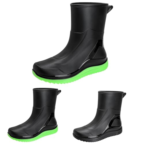 FGUUTYM Gummistiefel Halbhoch Herren Wasserdicht Kurzschaft Regenstiefel Rain Boots Regenschuhe Rutschfest Wasserdicht Trekkingstiefel Outdoor-Arbeitsschuhe Hiking Flach Safety Gartenschuhe von FGUUTYM