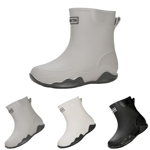 FGUUTYM Gummistiefel Herren Damen Stiefeletten Halbhoch Regenschuhe Reitstiefel Ankle Boots Outdoor Wasserdicht rutschfeste Galoschen für Gartenarbeit Landwirtschaft Angeln Spaziergang Regenstiefel von FGUUTYM