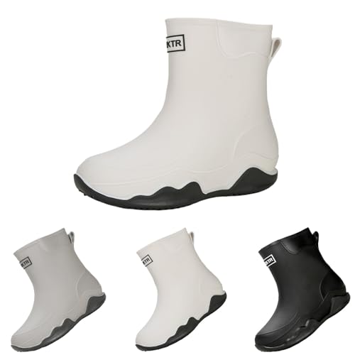 FGUUTYM Gummistiefel Herren Damen Stiefeletten Halbhoch Regenschuhe Reitstiefel Ankle Boots Outdoor Wasserdicht rutschfeste Galoschen für Gartenarbeit Landwirtschaft Angeln Spaziergang Regenstiefel von FGUUTYM