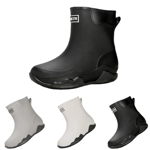 FGUUTYM Gummistiefel Herren Damen Stiefeletten Halbhoch Regenschuhe Reitstiefel Ankle Boots Outdoor Wasserdicht rutschfeste Galoschen für Gartenarbeit Landwirtschaft Angeln Spaziergang Regenstiefel von FGUUTYM