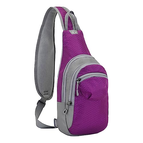 FGUUTYM Haken Für Taschen Herren- und Damen-Outdoor-Umhängetasche mit Reißverschluss, Umhängetasche, Radfahren, Sporttasche, Bergsteigen, Reisen, kleiner Rucksack (Z1-Purple, One Size) von FGUUTYM
