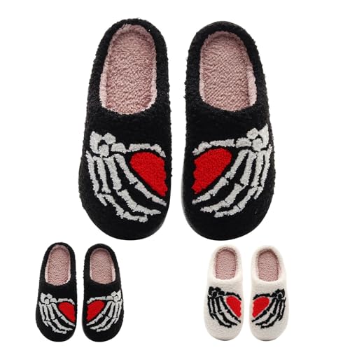 FGUUTYM Halloween Hausschuhe, Damen Plüsch Pantoffeln, Herren Winter Bequeme Hausschuh Plüschhausschuh Slippers, Flauschige Hauspantoffeln Slippers warme und rutschfeste Pantoffeln Slip on Schlappen von FGUUTYM