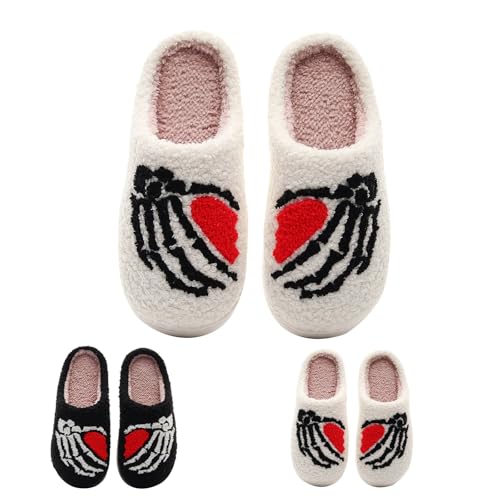 FGUUTYM Halloween Hausschuhe, Damen Plüsch Pantoffeln, Herren Winter Bequeme Hausschuh Plüschhausschuh Slippers, Flauschige Hauspantoffeln Slippers warme und rutschfeste Pantoffeln Slip on Schlappen von FGUUTYM
