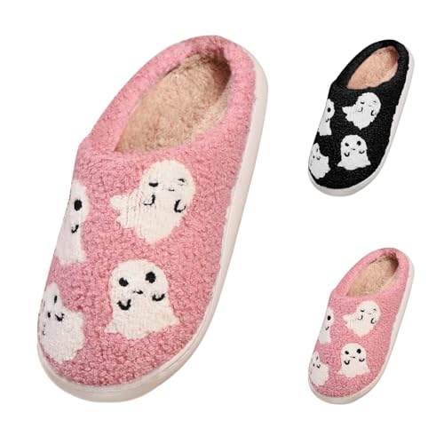 FGUUTYM Halloween Plüsch-Hausschuhe Liebespaar Winter Warme Drinnen Flauschige Filzpantoffeln Damen Herren Pantoffeln Memory Foam Rutschfeste Slippers Gefütterte Home Silent Hausschlappen Schlappen von FGUUTYM