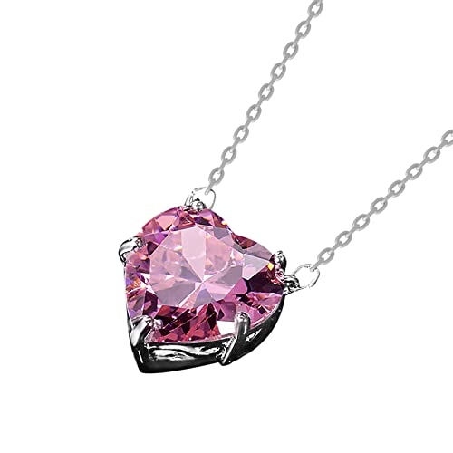 FGUUTYM Halskette Lady Clavicle Love Love Mehrfarbige Kette Schmuck Zirkon Einzelne Halsketten & Anhänger Hopfen Halskette (Pink, One Size) von FGUUTYM