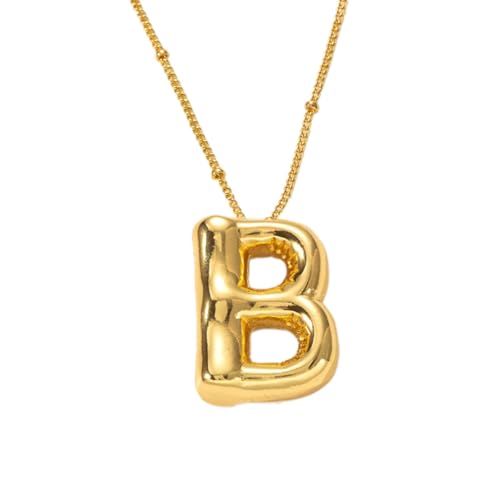 FGUUTYM Halskette mit Buchstaben „Blase“, vergoldet, Anhänger mit Perlenkette, zierlicher Schmuck, Geschenk für Frauen Halskette Traumfänger (B, One Size) von FGUUTYM
