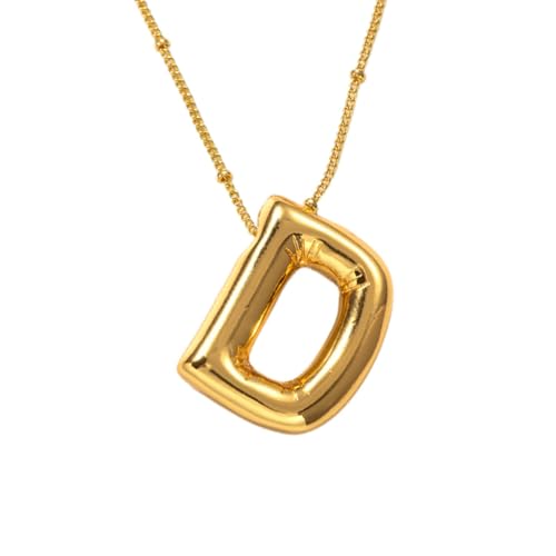 FGUUTYM Halskette mit Buchstaben „Blase“, vergoldet, Anhänger mit Perlenkette, zierlicher Schmuck, Geschenk für Frauen Halskette Traumfänger (D, One Size) von FGUUTYM