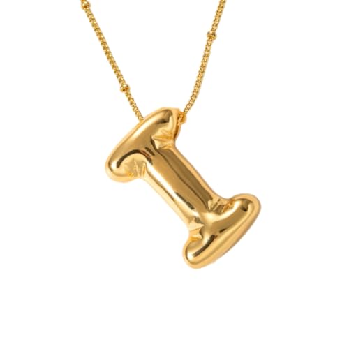 FGUUTYM Halskette mit Buchstaben „Blase“, vergoldet, Anhänger mit Perlenkette, zierlicher Schmuck, Geschenk für Frauen Halskette Traumfänger (I, One Size) von FGUUTYM