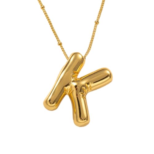FGUUTYM Halskette mit Buchstaben „Blase“, vergoldet, Anhänger mit Perlenkette, zierlicher Schmuck, Geschenk für Frauen Halskette Traumfänger (K, One Size) von FGUUTYM