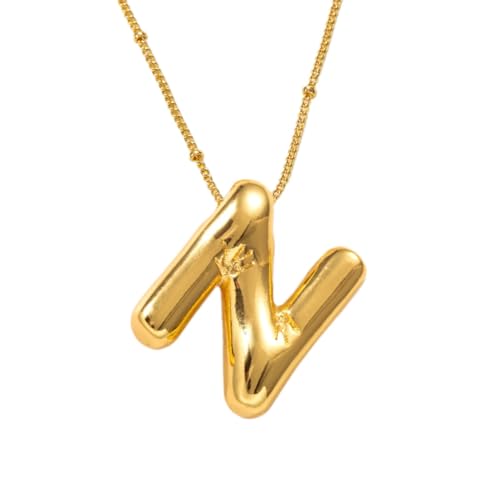 FGUUTYM Halskette mit Buchstaben „Blase“, vergoldet, Anhänger mit Perlenkette, zierlicher Schmuck, Geschenk für Frauen Halskette Traumfänger (N, One Size) von FGUUTYM