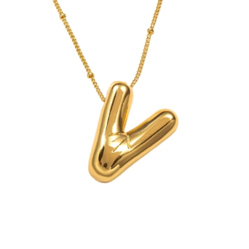 FGUUTYM Halskette mit Buchstaben „Blase“, vergoldet, Anhänger mit Perlenkette, zierlicher Schmuck, Geschenk für Frauen Halskette Traumfänger (V, One Size) von FGUUTYM
