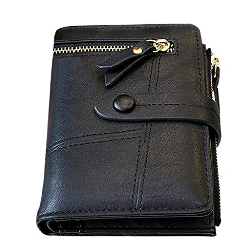 FGUUTYM Halter kleine kleine Frauen Portemonnaie Geldbörse weibliche Geldbörse Brieftasche Für Impfausweis (Black, One Size) von FGUUTYM