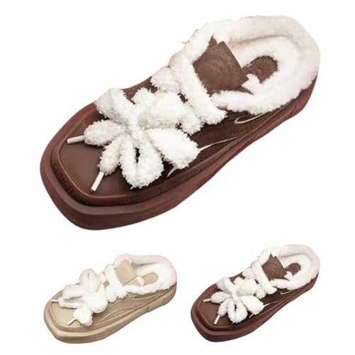 FGUUTYM Hausschuhe Damen Fußbett Plüsch Gefütterte Pantoletten Home Anti Slip Winter Slippers Gästehausschuhe Superweich Baumwolle Paare Filzpantoffeln Winterschuhe Memory-Schaum Warme Hausschlappen von FGUUTYM
