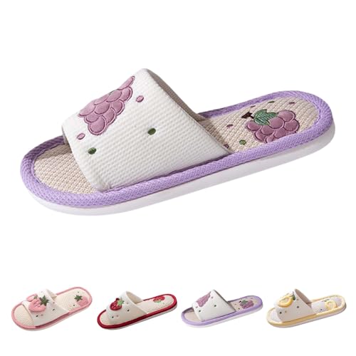 FGUUTYM Hausschuhe Damen Herren, Unisex Offene Zehen Pantoletten, Leinen Geräuschlose Bodenpantoffeln, Memory Foam Pantoffeln, Waschbare Slippers Schlafzimmerpantoffeln Home Silent Schlappen von FGUUTYM