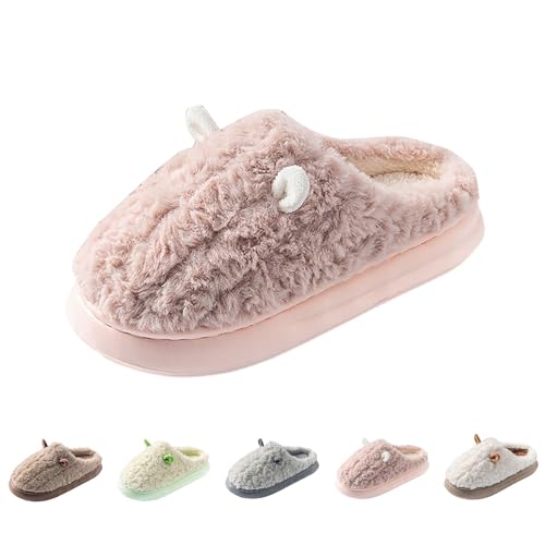 FGUUTYM Hausschuhe Damen Herren Flauschige Plüsch Pantoffeln Winter Warme Geschlossen Filzpantoffeln Memory Foam Leichte House Slippers rutschfeste Sohle Plüschhausschuh Home Silent Schlappen von FGUUTYM