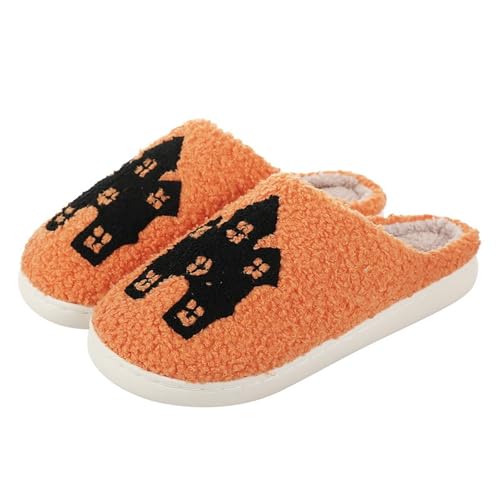 FGUUTYM Hausschuhe Damen Herren Mit Memory Foam Winter Plüsch Flauschige Pantoletten Superweich & Warm Halloween Pantoffeln Funny Print Süße Winterschuhe Filzpantoffeln Bequeme Breite Füße Slippers von FGUUTYM