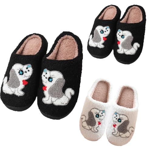FGUUTYM Hausschuhe Damen Herren Plüsch Warme Pantoffeln Winter Drinnen Flauschige Filzpantoffeln Cartoon-Tier Slippers Memory Foam Haushausschuhe Weiche Rutschfest Plüschhausschuh Gästehausschuhe von FGUUTYM