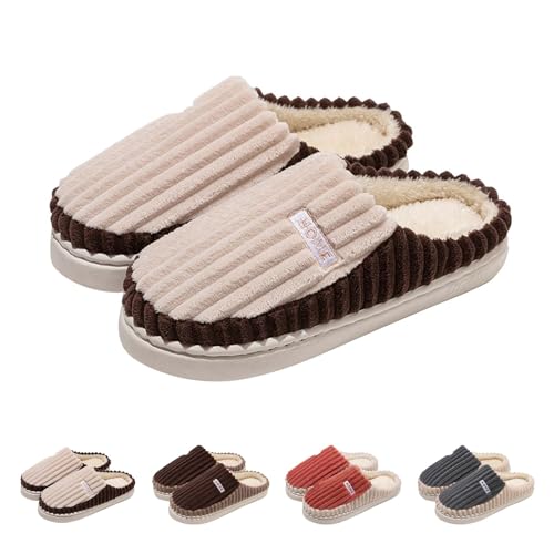 FGUUTYM Hausschuhe Damen Herren Winter Plüsch Pantoffeln Warme Bequeme Flauschige Filzpantoffeln Ultraweiche Memory Foam Anti Rutsch Filzhausschuhe Unisex Slippers Hausschlappen Für Innen Außen von FGUUTYM