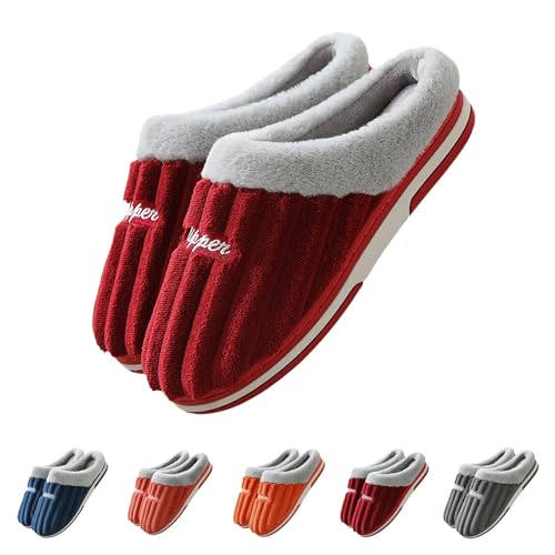 FGUUTYM Hausschuhe Damen Herren Winter Plüsch Pantoffeln Warme Bequeme Flauschige Filzpantoffeln Ultraweiche Memory Foam Anti Rutsch Filzhausschuhe Unisex Slippers Hausschlappen Für Innen Außen von FGUUTYM