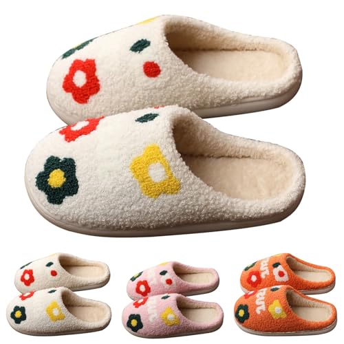 FGUUTYM Hausschuhe Damen Pantoffeln Winter Drinnen Herren Plüsch Warme Flauschige Filzpantoffeln Memory Foam Haushausschuhe Weiche Plüschhausschuh Gästehausschuhe Flauschige Slippers Schlappen von FGUUTYM