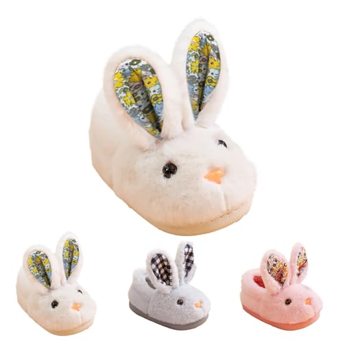 FGUUTYM Hausschuhe Kinder Niedliche Cartoon-Hasenform Pantoffeln Plüsch Winter Warme Filzpantoffeln Memory Foam Gefütterte Filzhausschuhe Rutschfest Bequem House Slippers für drinnen und draußen von FGUUTYM