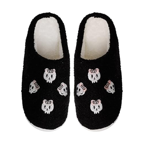 FGUUTYM Hausschuhe Unisex Halloween Winter Warme Pantoffeln Superweich Memory Foam Schlappen Plüsch Gefütterte Filzpantoffeln Breite Füße Flauschige Winterschuhe Lustig Print Süße Slippers von FGUUTYM