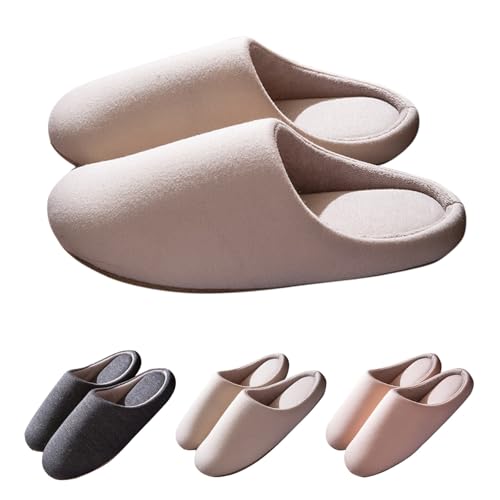 FGUUTYM Hausschuhe aus Baumwolle für Damen und Herren Memory-Schaum-Einlegesohle Filzpantoffeln rutschfeste Gummisohlen Pantoffeln Weiche Bequeme Hauspantoffeln Frauen Bequeme Slippers Schlappen von FGUUTYM