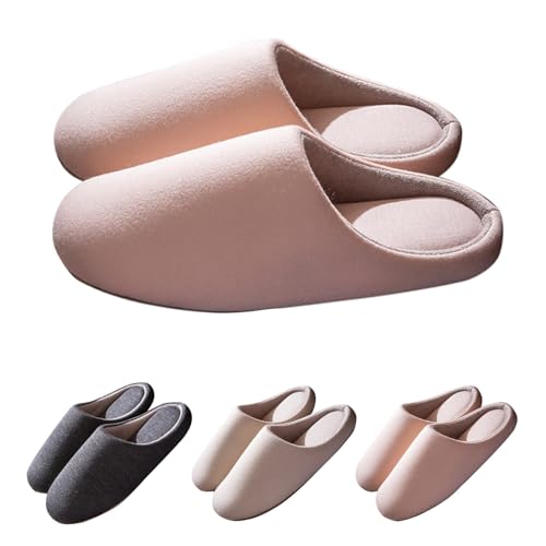 FGUUTYM Hausschuhe aus Baumwolle für Damen und Herren Memory-Schaum-Einlegesohle Filzpantoffeln rutschfeste Gummisohlen Pantoffeln Weiche Bequeme Hauspantoffeln Frauen Bequeme Slippers Schlappen von FGUUTYM