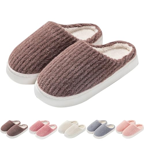 FGUUTYM Hausschuhe für Damen Plüsch Winter Warme 36-44 Weiche Filzpantoffeln Mit Memory Foam Weich Fleecegefüttert Hauspantoffeln Slipper Flacher Pantoffeln Elegante Bequeme Hausschlappen von FGUUTYM